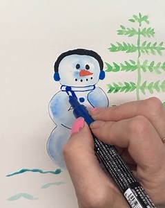 Watercolor Snowman. #watercolor #snowmancraft #paintingvideo #wintercrafts #fabercastel | Shabby Chic Vintage Vanlife Chicks