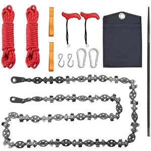 OKYMOTOR 53 Inch Hand Rope Chain Saw Sharp Manual Tree Chain Saw with 68 Teeth Folding Pocket Wood Cutting Tool for Gardening Camping Survival Gear