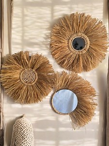 Rattan mirror wall decor, Boho decor, Mirror wall decor, Boho mirror wall decor, Large round wall decor, Wall decor mirror - MIRROR CANCUN