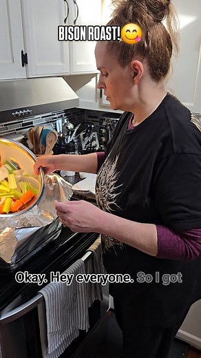 Bison roast in the oven! See you in a couple of hours for the REVEAL. 😉✌️🤘 #trailerlife #cookwithus #bison #organic | Scott and Christy
