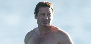 David Duchovny Goes Shirtless at the Beach in Barbados!