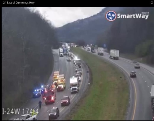 Chattanooga- A crash on I-24 eastbound near Cummings Hwy 6:10pm ET....