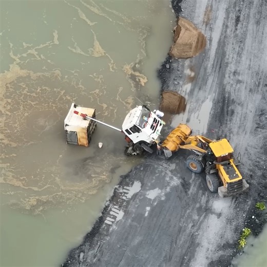 Step-by-Step: Getting a Dump Truck Unstuck from Deep Water #excavator #catexcavator #constructionsite #constructionlife #heavyequipment #machinery #caterpillar #demolition #operator #contractor #constructionworker #wheelloader #earthmoving #bulldozer #heavymachinery #heavyequipmentlife #hitachi #buldozer | Daily Bulldozer
