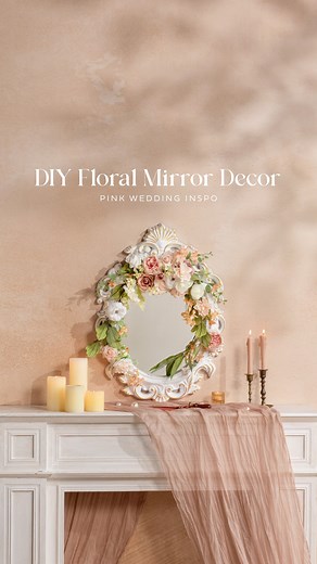 1.4K views · 291 reactions | A mirror made for love notes and golden hour glances. ✨ This DIY floral mirror, made with blooms from our Pink Collection, is the perfect blend of vintage charm and romantic whimsy. It’s perfect for your welcome table, photo corner, or bridal suite. And even better, you can keep it as whimsical home decor for years to come!  #lingsmoment #easydiydecor#creative #homedecor #flowerdesign #home#easycrafts #lifestyle #homeinspo | Ling's moment | Facebook