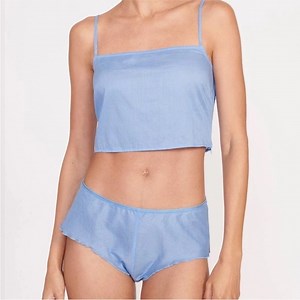 STAUD cotton nwt azure blue lingerie sleep set, shoshana and Loveina