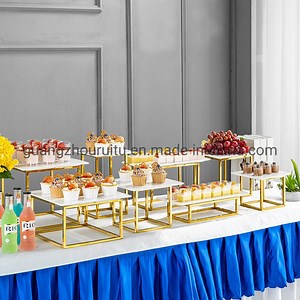 [Hot Item] Buffet Naissance Item Stainless Steel Royal Cupcake Catering Platters Dessert Sweets Serving Set Candy Racks Stand Gold Food Buffet Decoration Display and Riser