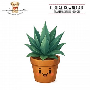 Cute Aloe Vera Plant PNG, Kawaii Potted Plant,smiling Pot,nursery Wall Art,succulent Illustration,printable Art, Cactus Digital Download - Etsy