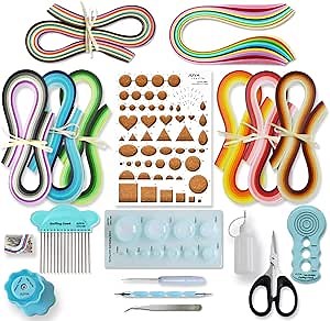JUYA Paper Quilling Kit with Blue Tools 960 Strips Board Mould Crimper Coach Comb (Paper Width 3mm)