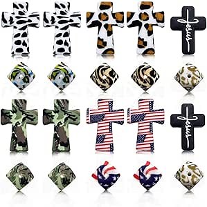 Amazon.com: YUFANNET 20PCS Leopard Cross Silicone Focal Beads, 14mm Hexagon Silicone Beads Set for Keychains, Pens, Crafts and Jewellery, Gifts : Arts, Crafts & Sewing