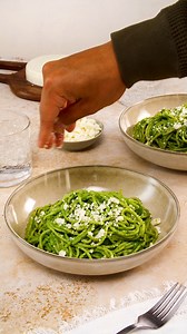 Latin foodie, you need to try this Peruvian Green Spaghetti! Make this garlicky, creamy spinach, milk and walnut sauce at home, lather it all over the pasta and top it off with crumbled GOYA® Queso Fresco. Yum! Who wants some? Peruvian Green Spaghetti: https://brnw.ch/21wFQDU | Goya Foods