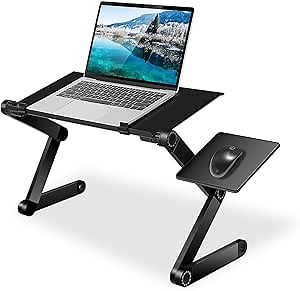 KOCASO Laptop Table for Bed Folding Laptop Stand - Adjustable Height & Portable Desk，Multi-Purpose Small Laptop Table with Mouse Board - Ideal for Bed, Couch, Travel(23.23"x10.24")