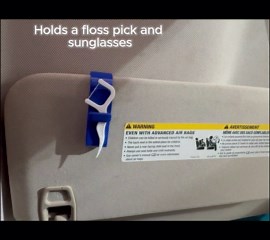 PickClip™ Visor Clip – Floss Pick & Sunglasses Holder for Car Visors | Compact Automotive Organizer | Made in USA (Blue)