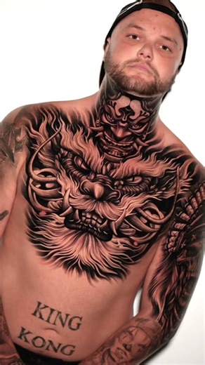 Japanese Theme Full Front Neck Tattoo at Inkmatrix Bali