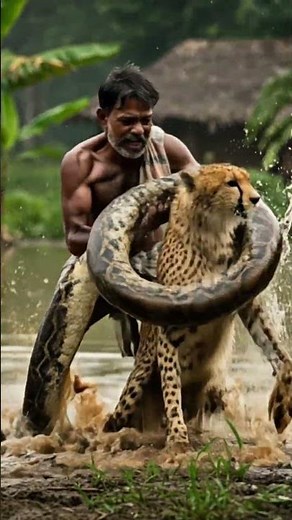 Life or Death Struggle Fisherman vs Python in Dramatic Cheetah Rescue