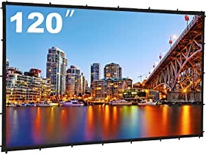 120 inch Projection Screen 16:9 HD Support Double Sided Projection Portable Projector Movies Screen for Home Theater Outdoor Indoor Foldable
