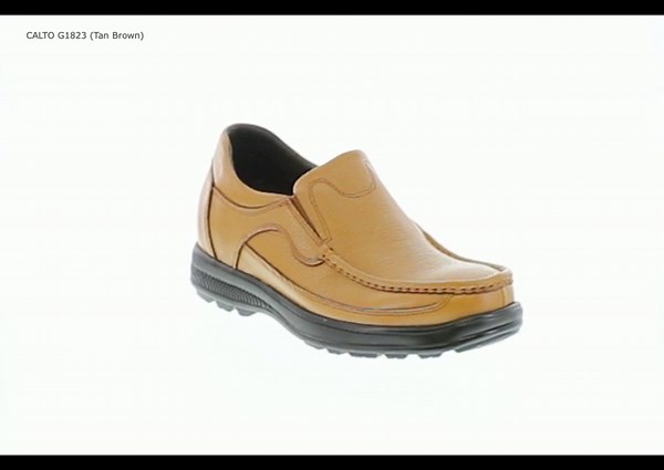 CALTO Men's Invisible Height Increasing Elevator Shoes - Tan Brown Leather Slip-on Lightweight Casual Loafers - 3.2 Inches Taller - G1829 - Size 11.5 D(M) US