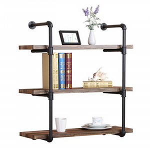 [Hot Item] Pipe Shelf Rustic Floating Ladder Bookshelf Book Shelves Rustic Wall Mount Industrial Pipe Shelf Metal Steel DIY Vintage