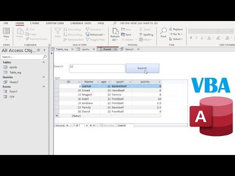 Microsoft access VBA Subform multiple columns search in MS access database