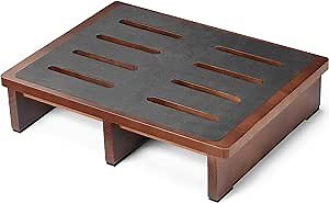 HouseJoy Wooden One Step Stool for Adults Elderly with Non-Slip Rubber Stepping Surface,600LBS Load Capacity Stepping Stool for Bathroom Sink Kitchen Bedside,3 Legs Bed Step Riser for Senior Support