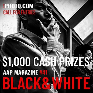 LAST DAY o submit your work to AAP Magazine 41 B&W Host: All About Photo Territory: Worldwide Theme: Black and White Eligibility: Open to all Entry Fees: $30 for 3 images Prize: $1,000 publication Black and white photography evokes poetry, nostalgia. The timelessness of black and white images focuses on its subjects, highlights contrasts, lines and enhances the power of light. The contest is open to any B&W photography interpretation, from photojournalism, street photography, artistic photograph