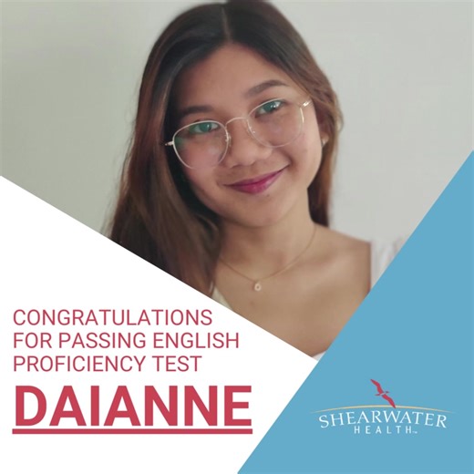 Congratulations to our Shearwater Health Nurse, Daianne, for passing the English Proficiency Test! She is one step ahead of reaching her American Dream. Visit shearwaterhealth.com/nurse-recruitment to learn more about Shearwater Health. #IELTS #ShearToInspire #ShearYourStory | Shearwater Health U.S. Nurse Migration