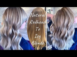 NATURAL REDHEAD TO ICY BLONDE | partial foil of BABYLIGHTS for a soft , bright icy blonde
