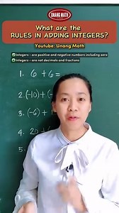 What are the RULES in ADDING INTEGERS? ✅Integers are positive and negative numbers including zero. ❎Integers are not decimals and fractions. Learn this lesson in this short video☺️ #integers #math #mathteacher #mathtutor #AddingIntegers #mathisfun #mathtutorial | Unang Math