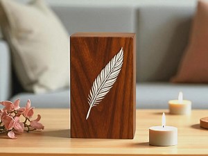 Feather Wooden Cremation Urn Box for Human Ashes – Solid Rosewood Memorial Urn With Inlay Design – Personalized Engraved Ashes Box - Etsy Canada