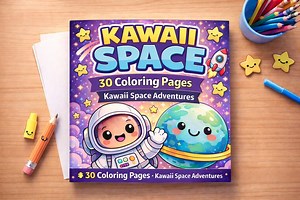 Kawaii Space Coloring Book for Kids | Cute Astronauts, Planets & Aliens | 30 Fun Coloring Pages - Etsy Canada