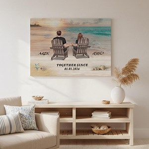 Personalized Beach Sunset Canvas – Custom Couple Names & Date - Etsy UK