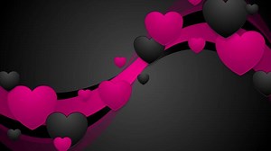 Black and pink wavy background with hearts