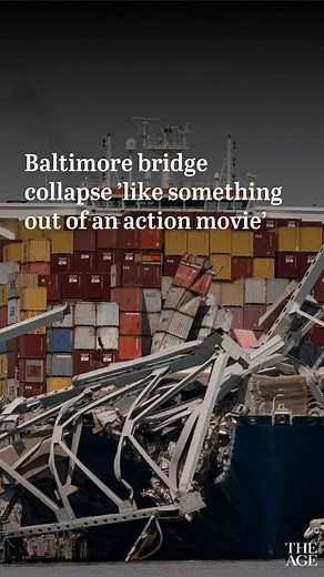 5K views · 14 reactions | A mega container ship, the Dali, struck Francis Scott Key Bridge in Baltimore, triggering a major collapse. As rescuers searched for people in the harbour, authorities described the horror scene as like “something out of an action movie”. Rolling coverage at theage.com.au Photo: Bloomberg | The Age | Facebook