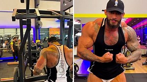 Brazilian bodybuilder Antônio Leso Brás de Souza works out