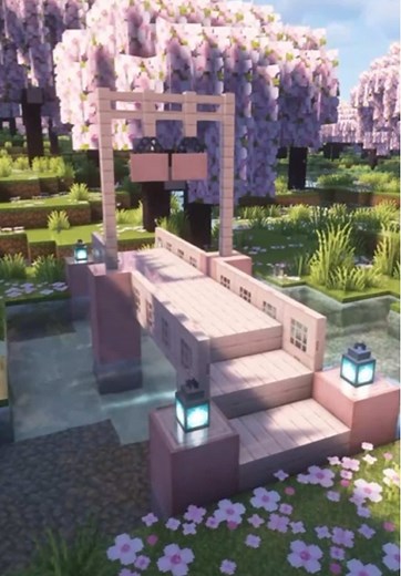 Minecraft Cherry Blossom Bridge Build