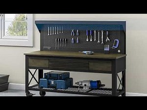 Industrial Metal and Wood Workbench