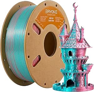 ERYONE Silk Dual Color PLA Filament 3D Printer 1.75mm +/- 0.03mm, Bicolor Filament Two Tone PLA 1KG(2.2lbs) Cardboard Spool, Teal&Orange Red