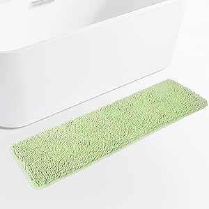 Yeaban Seafoam Green 47 x 17 Bathroom Rug – Thick Chenille Bath Mats | Absorbent and Washable Bath Rug Non-Slip, Plush and Soft Rugs for Bathroom Floor, Shower, Sink