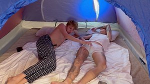 Forest Tent: Quietly Sucked a Friend's Cock - Woke up and Fucked Hard in Return