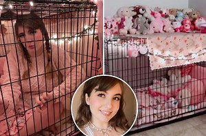 Cruel trolls call me weird for relaxing in a dog cage
