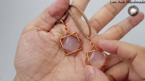 Wire pendant with square cabochon - How to make unisex jewelry 455