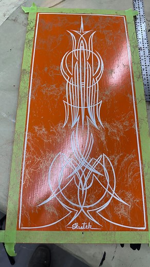 A little panel jam .#orange #orangeman #love #hotrod #kustom #kustomkulture #custom #gasser #gofast #racecar #greaser #hotdogs #hamb #chopped #headskratcher #skratchsgarage #paint #painter #art #beautiful #pinstriping #pinstripe #metalflake #tigweld #welder #lincolnelectric #texas #trucks | Skratch's Garage