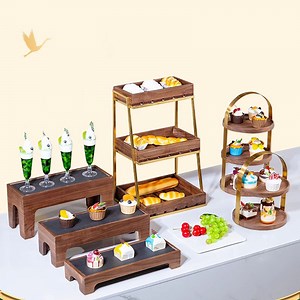 [Hot Item] Wooden Dessert Display Stand Bread Tray Buffet Catering Rack