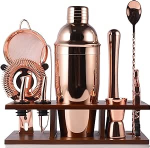 Bartender Kit: 17-Piece Bar Tool Set Perfect for Home Bar Tools Kit and Martini Cocktail Shaker for Awesome Drink Mixing