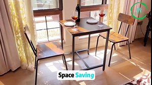 Kitchen Table Set - Small Dining Table and Chairs Set for 2, Wooden Square Kitchen Table for Small Spaces, Breakfast Table Set for 2 Person，Rustic Brown