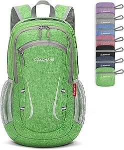 ZOMAKE Ultra Lightweight Packable Backpack 20L,Small Foldable Backpacks Hiking Water Resistant Collapsible Daypack for Women Men(Dark Green-A2)