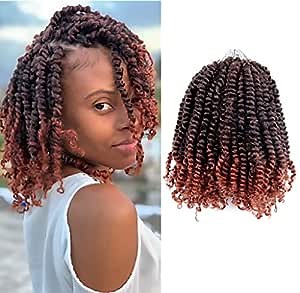 8 Inch Passion Twist Crochet Hair 7 Packs Short Pre-twisted Crochet Passion Twist Ombre Ginger Red Pre-looped Braids (T350, Ombre Ginger Red)