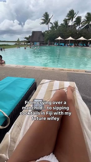 13 years ago exactly I was in Fiji lying in a hammock crying over my ex boyfriend back in Canada who had slept with 12 girls in a month since we broke up. Now it’s 2025 and I’m back in Fiji with my partner, hi I’m a lesbo now and I couldn’t be happier. No tears. No listening to T Swifts RED album on repeat. No plotting of how I will get an ex back. Just chilling by the pool, feeling relaxed in my body and more in love than ever. Love 13 years ago was intense. Chaotic. Dramatic. Filled with lying