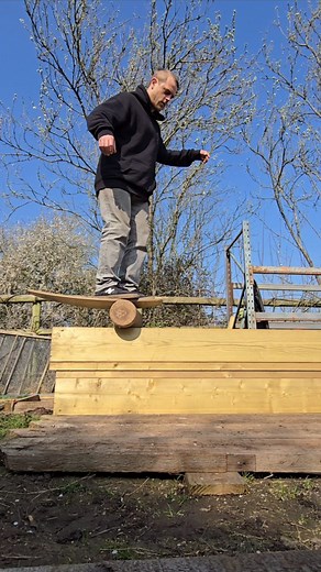 Balancing on a random timber stack with my @daffyboards #balance #balanceboard #daffyboards #ukmountainboarding #balancetraining #gotwood | Nash Er