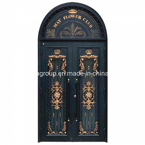 [Hot Item] Arched Doors with Wrought Iron Glass Security Metal Gate Design