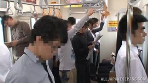 Naughty Japanese teen 18+ has sex on the train